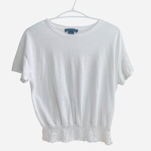 Sanctuary T-Shirt with Elasticized Waist in White Size Small